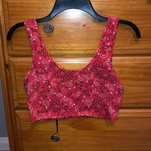 Red paisley crop top